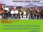 Presiden Jokowi Bagikan 5 Ribu Sertifikat, Bupati Sidoarjo Diskon BPHTB 50 Persen